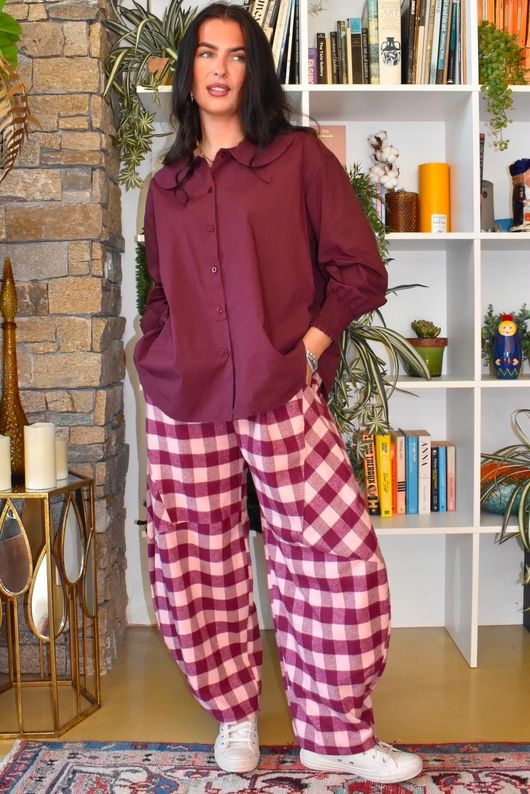 Paloma Tela Peter Pan Blouse Aubergine